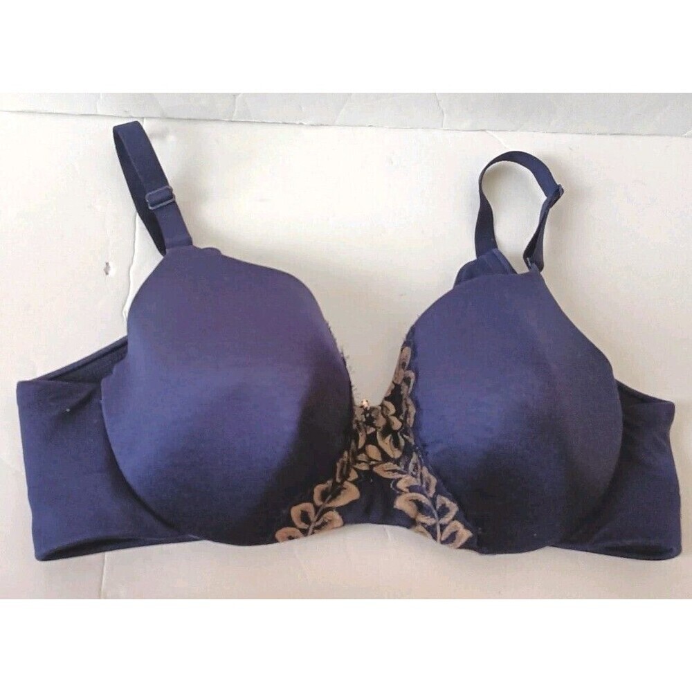 Cacique Intimates Balconette Bra Lightly Lined Size 38D Navy Blue Floral